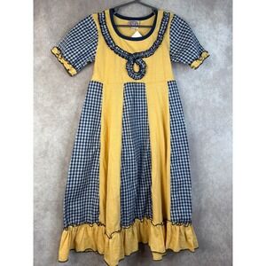 NWT Boutique Lilli Lovebird Girls Yellow Blue Gingham Ruffle Trim Dress‎ Size 8